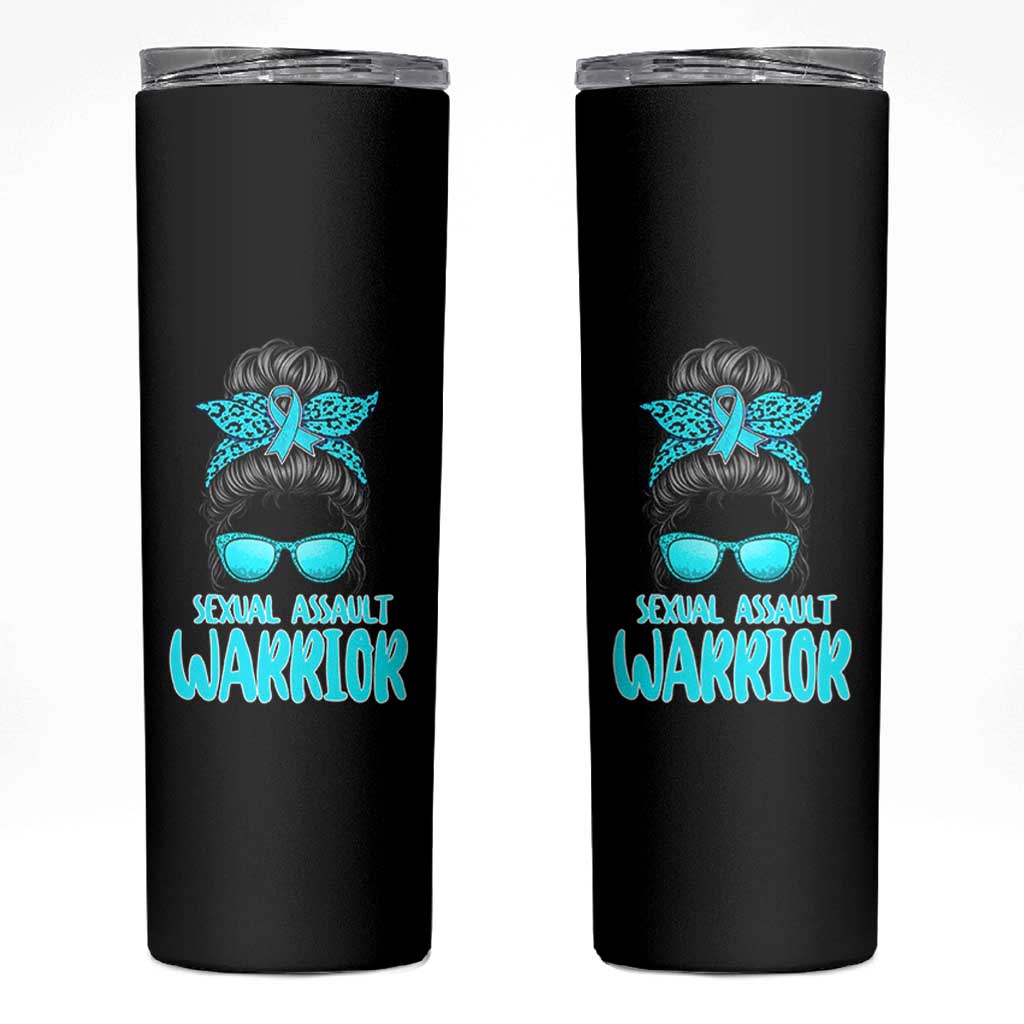 Sexual Assault Awareness Messy Bun Support Survivors Skinny Tumbler