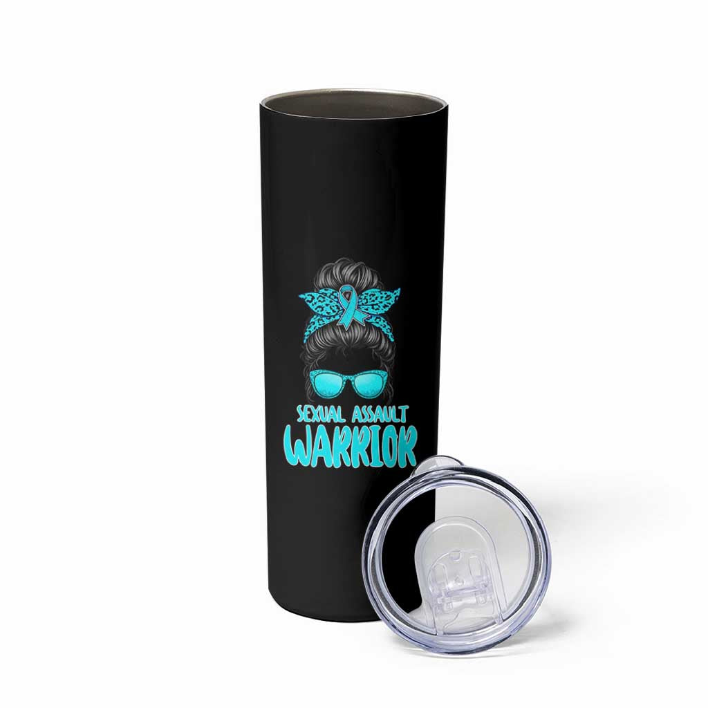 Sexual Assault Awareness Messy Bun Support Survivors Skinny Tumbler