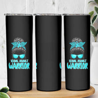 Sexual Assault Awareness Messy Bun Support Survivors Skinny Tumbler
