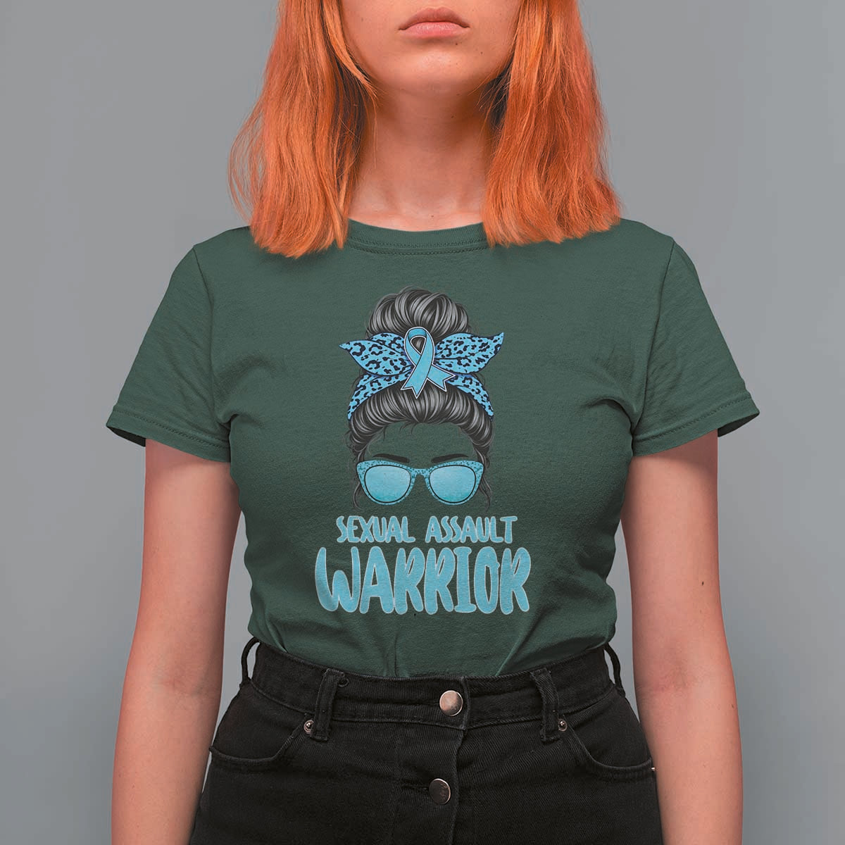Sexual Assault Awareness Messy Bun Support Survivors T Shirt For Women