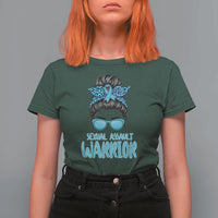 Sexual Assault Awareness Messy Bun Support Survivors T Shirt For Women