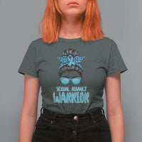 Sexual Assault Awareness Messy Bun Support Survivors T Shirt For Women