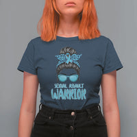 Sexual Assault Awareness Messy Bun Support Survivors T Shirt For Women