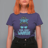 Sexual Assault Awareness Messy Bun Support Survivors T Shirt For Women