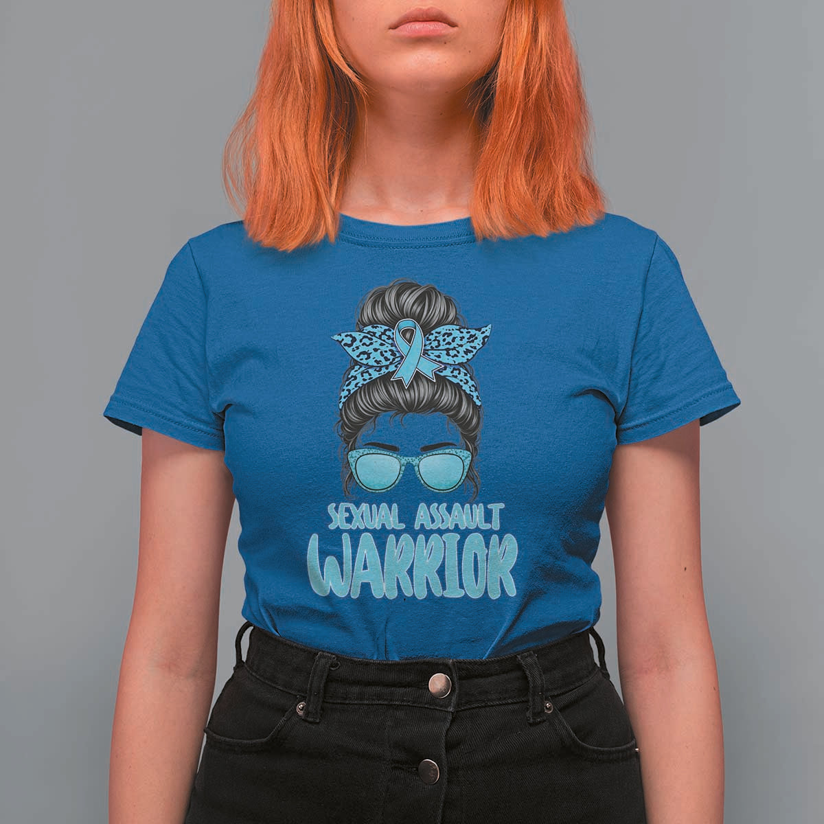 Sexual Assault Awareness Messy Bun Support Survivors T Shirt For Women