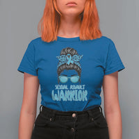 Sexual Assault Awareness Messy Bun Support Survivors T Shirt For Women