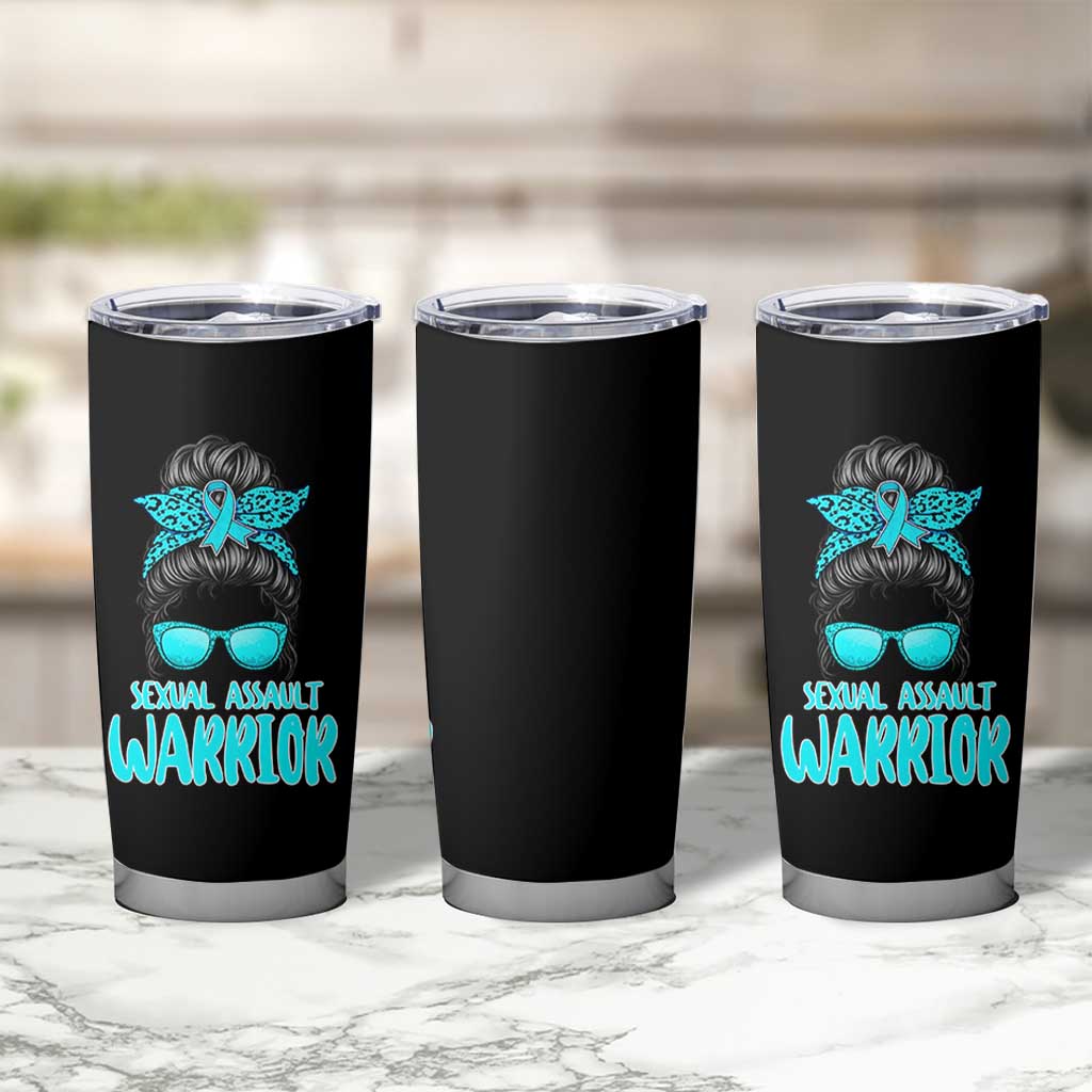 Sexual Assault Awareness Messy Bun Support Survivors Tumbler Cup