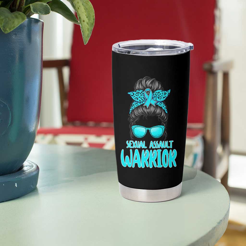 Sexual Assault Awareness Messy Bun Support Survivors Tumbler Cup
