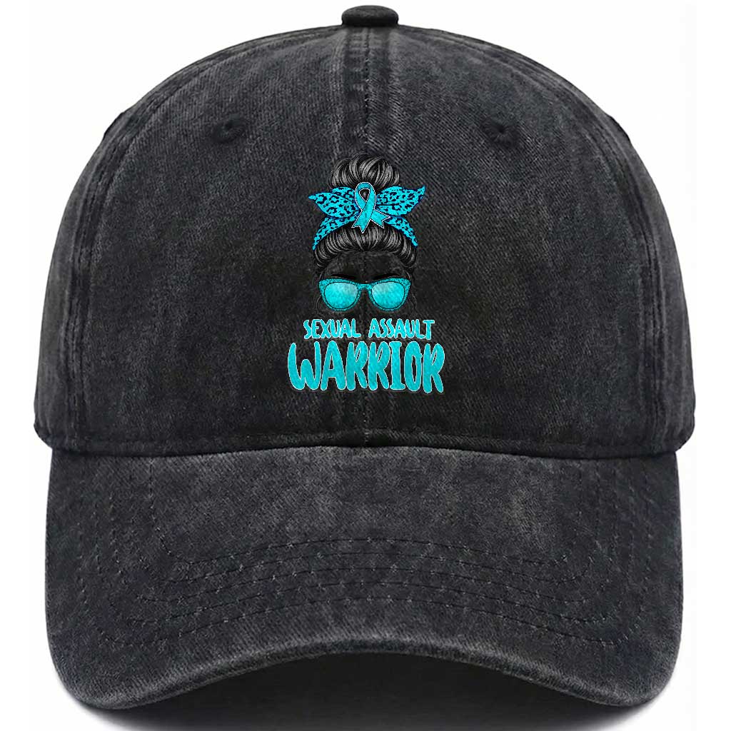 Sexual Assault Awareness Messy Bun Support Survivors Washed Cotton Baseball Cap