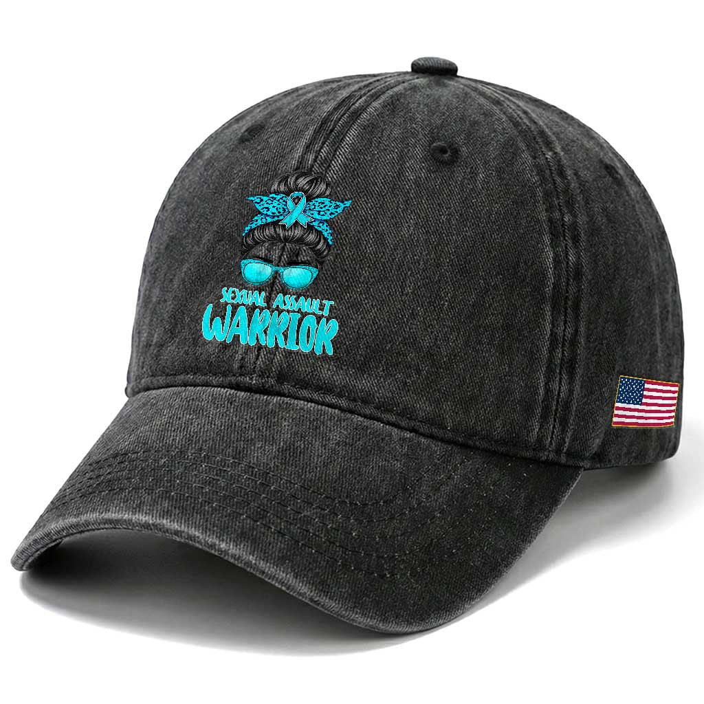 Sexual Assault Awareness Messy Bun Support Survivors Washed Cotton Baseball Cap