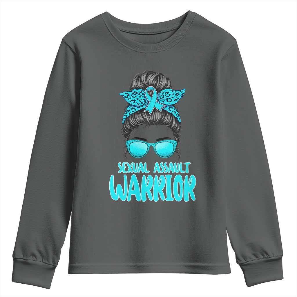 Sexual Assault Awareness Messy Bun Support Survivors Youth Sweatshirt