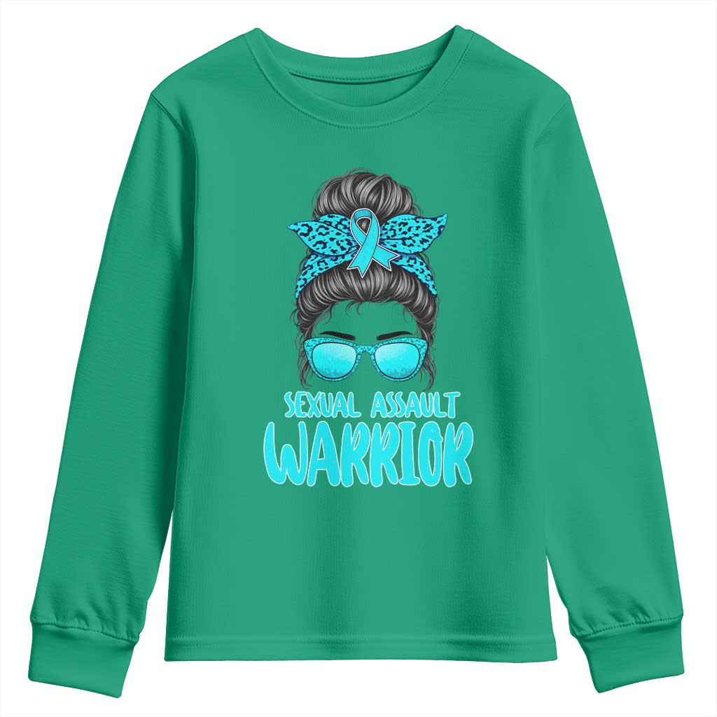 Sexual Assault Awareness Messy Bun Support Survivors Youth Sweatshirt