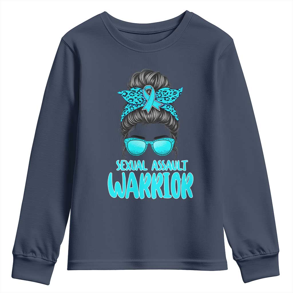 Sexual Assault Awareness Messy Bun Support Survivors Youth Sweatshirt
