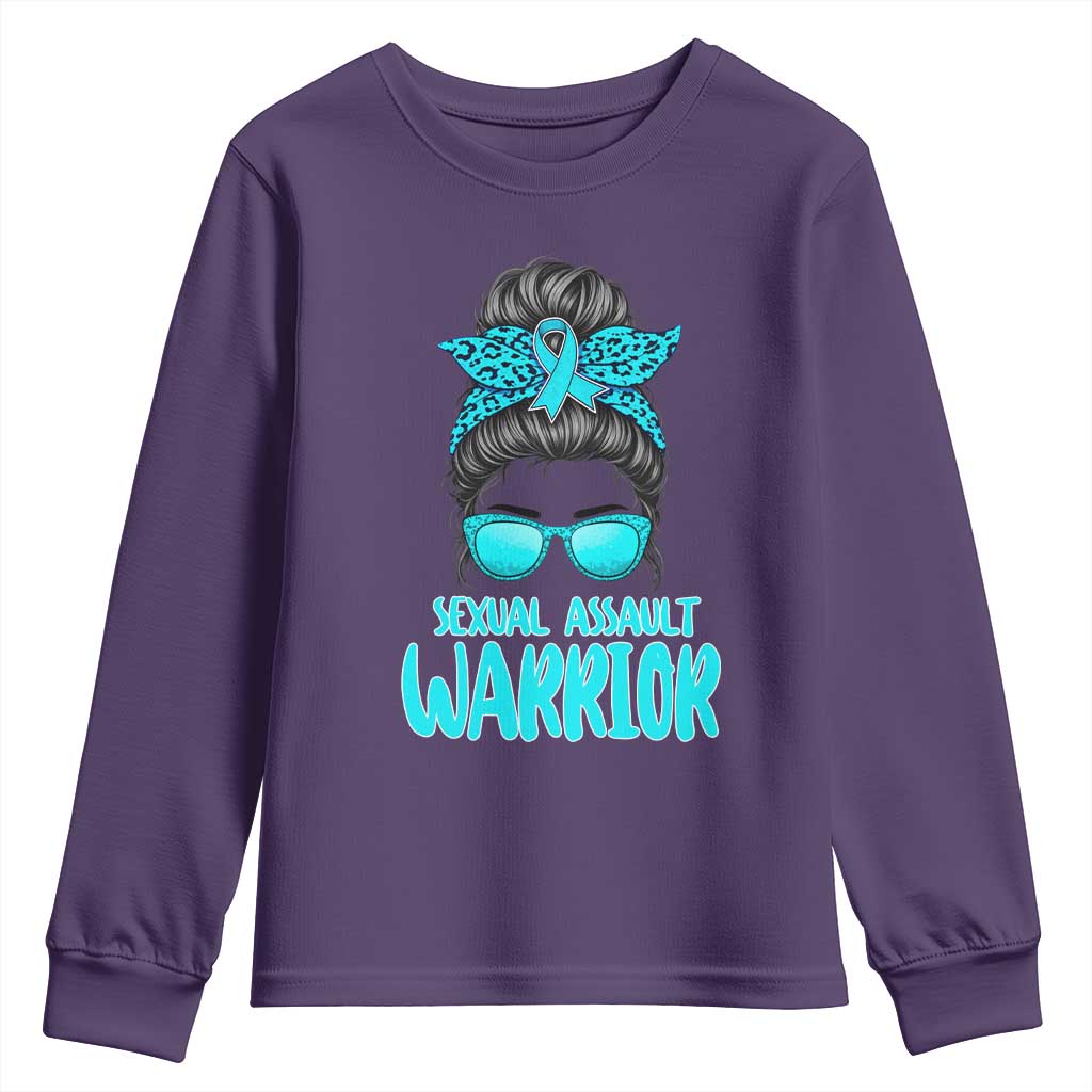 Sexual Assault Awareness Messy Bun Support Survivors Youth Sweatshirt
