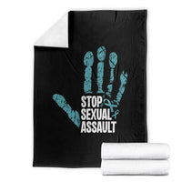 Stop Sexual Assault Throw Blanket Teal Ribbon Hand