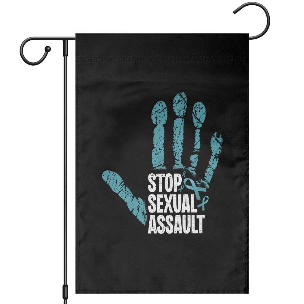 Stop Sexual Assault Garden Flag Teal Ribbon Hand