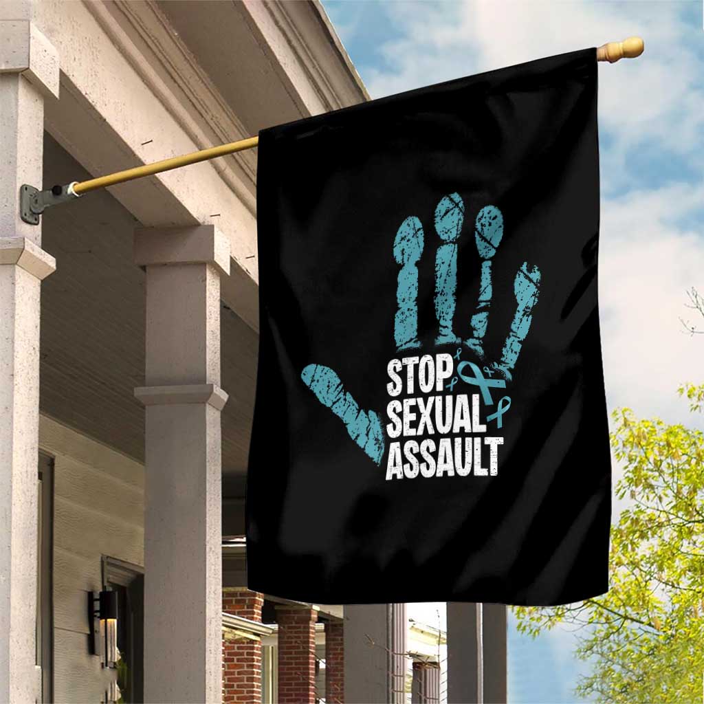 Stop Sexual Assault Garden Flag Teal Ribbon Hand