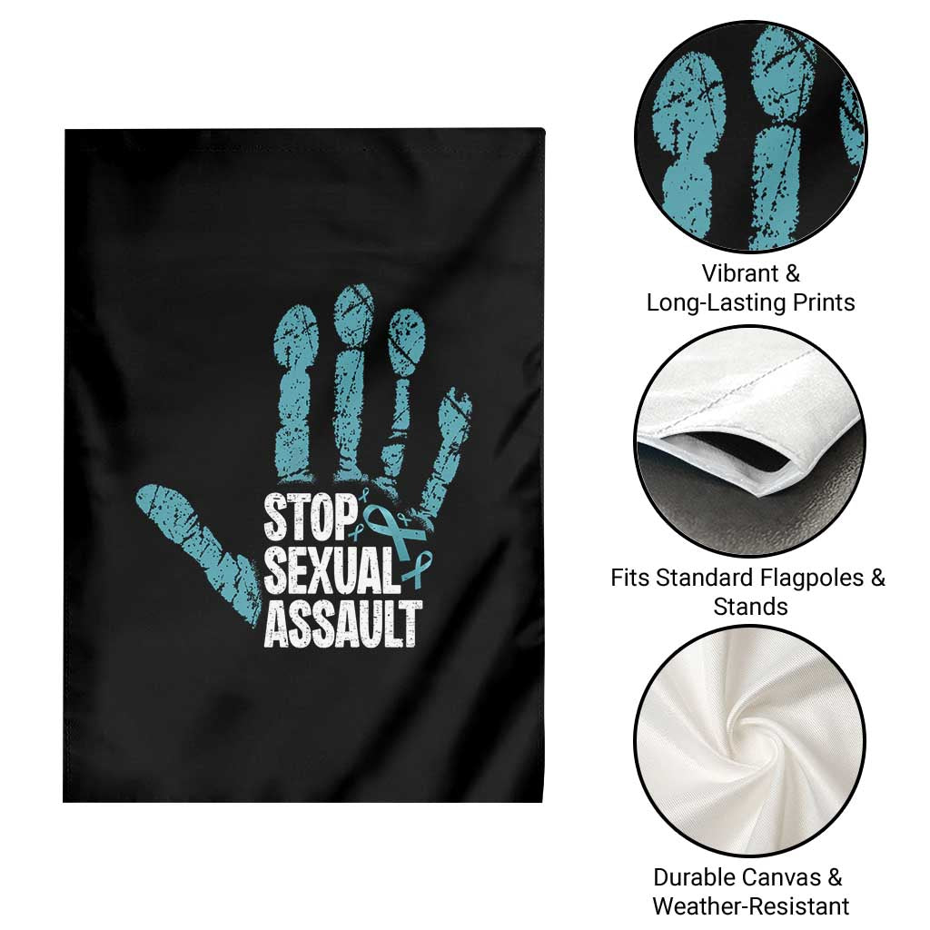 Stop Sexual Assault Garden Flag Teal Ribbon Hand