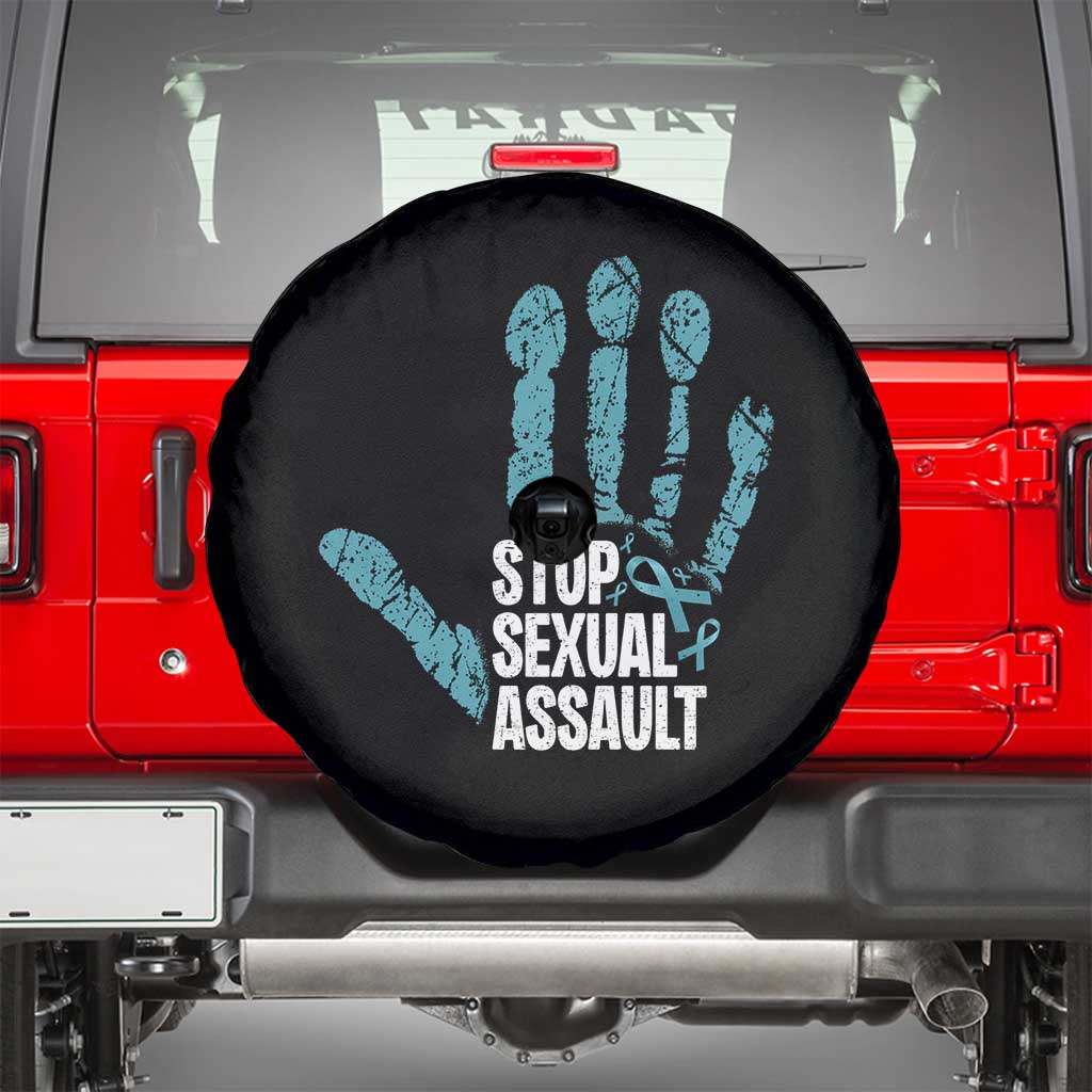 Stop Sexual Assault Spare Tire Cover Teal Ribbon Hand