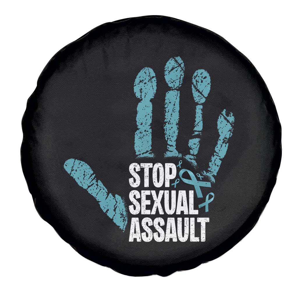 Stop Sexual Assault Spare Tire Cover Teal Ribbon Hand