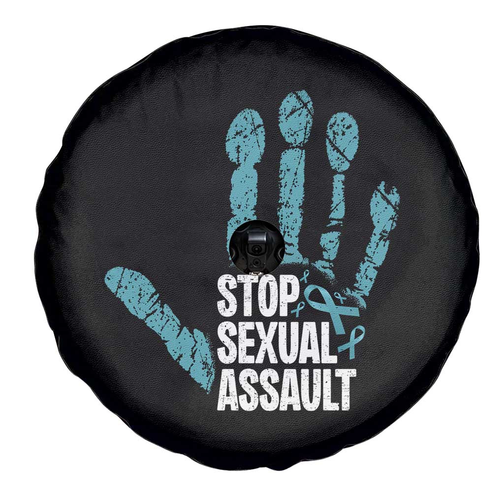 Stop Sexual Assault Spare Tire Cover Teal Ribbon Hand