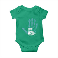 Stop Sexual Assault Baby Onesie Teal Ribbon Hand