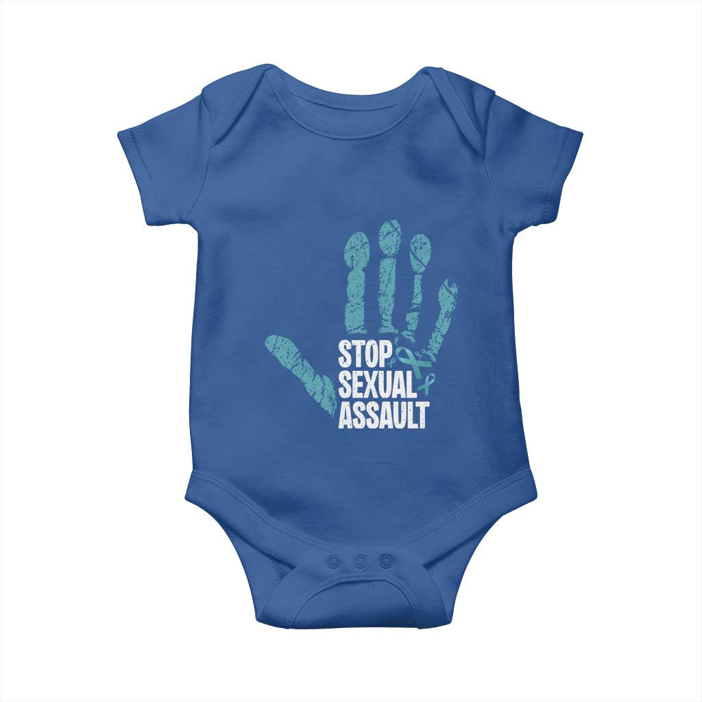 Stop Sexual Assault Baby Onesie Teal Ribbon Hand