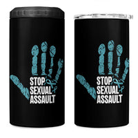 Stop Sexual Assault 4 in 1 Can Cooler Tumbler Teal Ribbon Hand