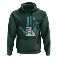 Stop Sexual Assault Hoodie Teal Ribbon Hand