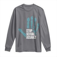 Stop Sexual Assault Long Sleeve Shirt Teal Ribbon Hand