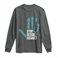 Stop Sexual Assault Long Sleeve Shirt Teal Ribbon Hand