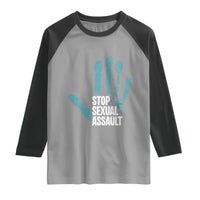 Stop Sexual Assault Raglan Shirt Teal Ribbon Hand