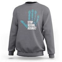 Stop Sexual Assault Sweatshirt Teal Ribbon Hand
