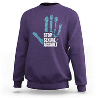 Stop Sexual Assault Sweatshirt Teal Ribbon Hand