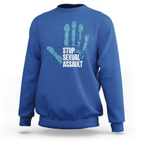 Stop Sexual Assault Sweatshirt Teal Ribbon Hand