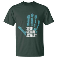 Stop Sexual Assault T Shirt Teal Ribbon Hand