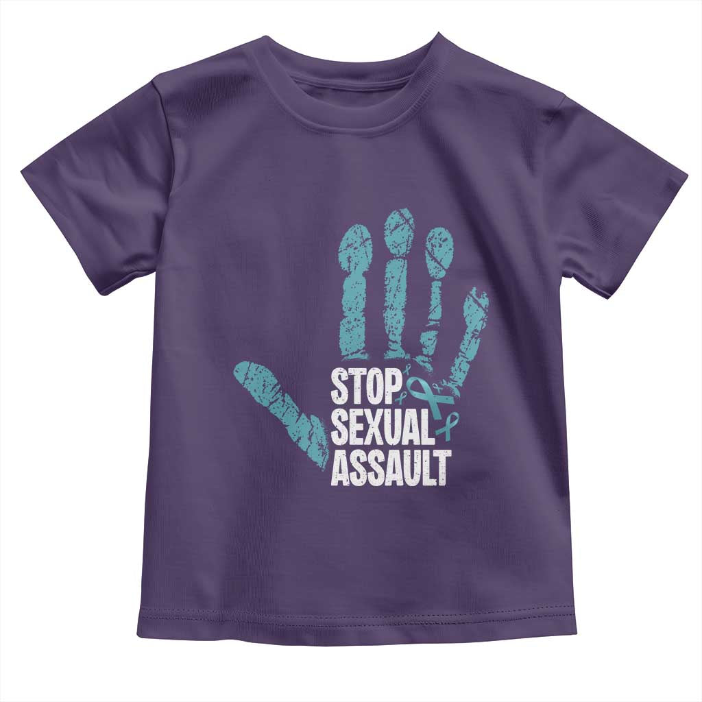 Stop Sexual Assault Toddler T Shirt Teal Ribbon Hand