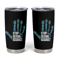 Stop Sexual Assault Tumbler Cup Teal Ribbon Hand