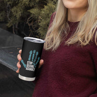 Stop Sexual Assault Tumbler Cup Teal Ribbon Hand