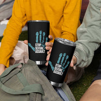 Stop Sexual Assault Tumbler Cup Teal Ribbon Hand