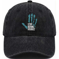 Stop Sexual Assault Washed Cotton Baseball Cap Teal Ribbon Hand