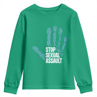 Stop Sexual Assault Youth Sweatshirt Teal Ribbon Hand