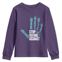 Stop Sexual Assault Youth Sweatshirt Teal Ribbon Hand