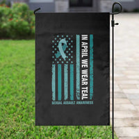 Sexual Assault Awareness American Flag Garden Flag In April We Wear Teal Ribbon