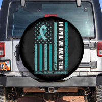 Sexual Assault Awareness American Flag Spare Tire Cover In April We Wear Teal Ribbon
