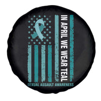 Sexual Assault Awareness American Flag Spare Tire Cover In April We Wear Teal Ribbon