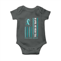 Sexual Assault Awareness American Flag Baby Onesie In April We Wear Teal Ribbon