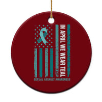 Sexual Assault Awareness American Flag Ceramic Ornament In April We Wear Teal Ribbon