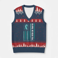 Sexual Assault Awareness American Flag V-Neck Knit Sweater Vest In April We Wear Teal Ribbon