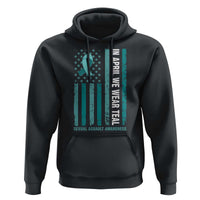 Sexual Assault Awareness American Flag Hoodie In April We Wear Teal Ribbon